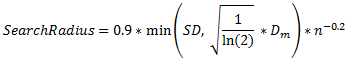 Formula for calculating the default search radius for kernel density